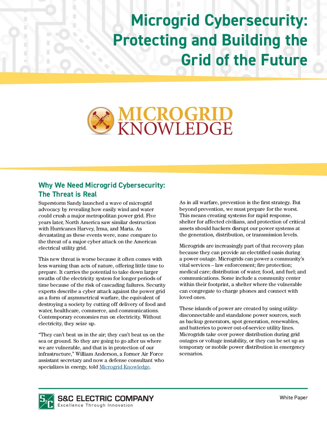 Microgrid Cybersecurity: Protecting and Building the Grid of the Future