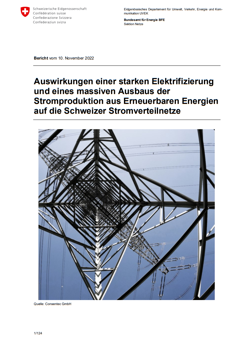 Auswirkungen einer starken Elektrifizierung und eines massiven Ausbaus der Stromproduktion aus Erneuerbaren Energien auf die Schweizer Stromverteilnetze