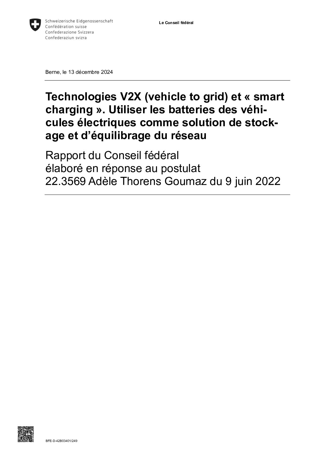 Technologies V2X (vehicle to grid) et « smart  charging »